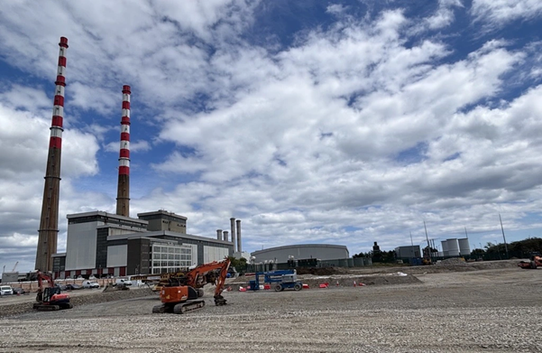 An image of two chimneys at Poolbeg