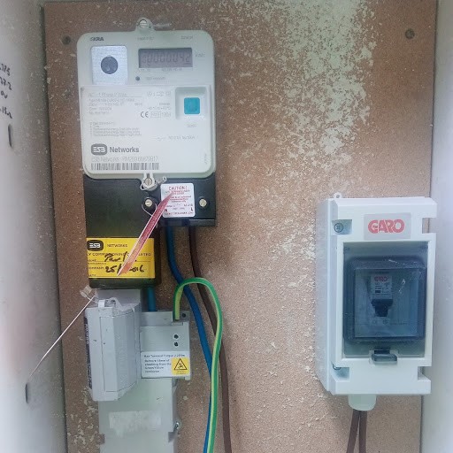 Image of Meter in outside cabinet with Circuit Breaker